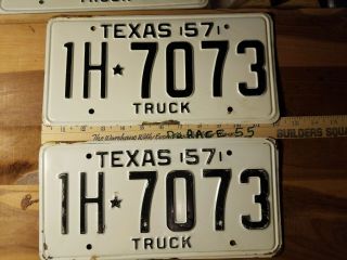 1957 Truck Texas License Plate Pair Set Vintage Antique Classic