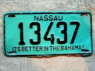 Nassau Bahamas License Plate Tag 1977 - The Bahamas Only Sloganed Plate Low Ship