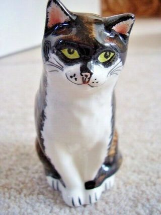 Studio Pottery England Porcelain Cat Figurine - Ornament,  Hand Painted