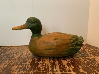 Vintage Carved Wood Mallard Duck Figurine