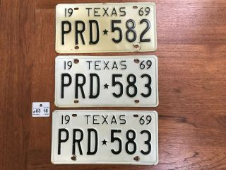 1969 Texas License Plates Passenger Car