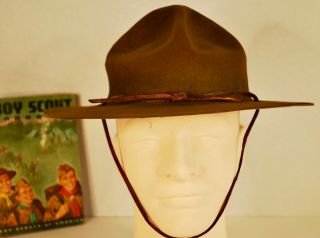 Vintage Official Bsa Boy Scout Scoutmaster Felt Campaign Hat