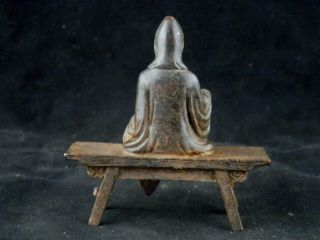 Antique Chinese Brass Hand Made KwanYin On Bench Statue WOW011 2