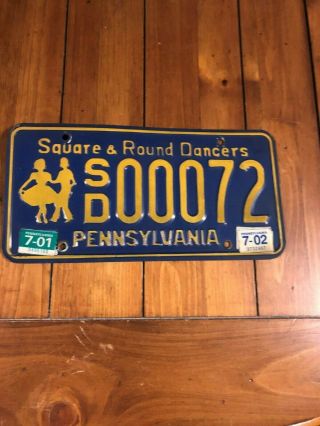 Pennsylvania Square & Round Dancers License Plate Sd00072 Expired 7/01