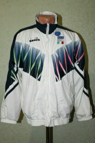 Italy Italia Vintage Diadora Football Track Jacket Soccer Usa 1994 Size L Rare