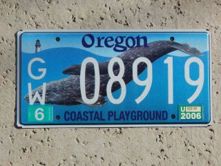Oregon Whale 2006 License Plate