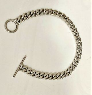 Vintage Sterling Silver Chain Link Bracelet With Circle Clasp 925