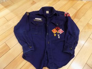 Vintage Cub Scouts Recruiter Official Shirt With Patches Navy Blue