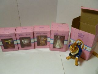 5 Disney Beauty And The Beast Figurines By Schmid In Orig Boxes From 1992