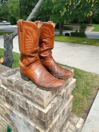 Vintage Custom Leather Cowboy Boots By M.  L.  Leddy Brown