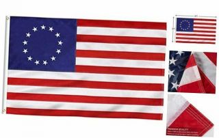 Betsy Ross Flag 3x5 Ft,  13 Star American Flag With Embroidered Stars,  Sewn