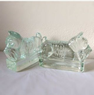 1950s Scottie Dog Bookends,  Clear Glass Puppy,  Midcentury Vintage