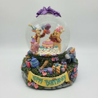 Disney Winnie The Pooh & Friends Happy Birthday Musical Snow Globe Pre - Owned Guc