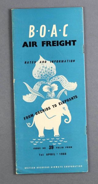 Boac Air Freight Vintage Airline Cargo Brochure 1960 B.  O.  A.  C.  Elephant Cover