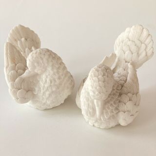 Vtg Pair Sand Salt Stone White Doves Carved Italian Birds Figurine Sculptures 2