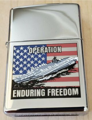 Zippo Lighter 2002 " Operation Enduring Freedom " With Aircraft Carrier,  In Color
