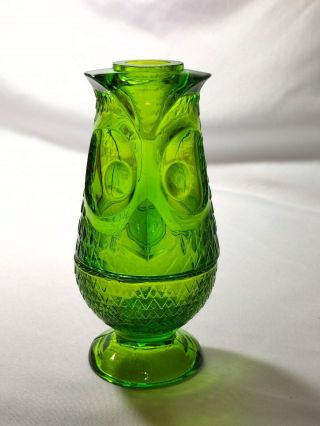 Vintage Viking Glass Green Owl Fairy Courting Candle Lamp Tea Light