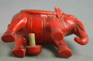Collectable Handwork Old Coral Carve Cute Elephant Auspicious Noble Snuff Bottle 2