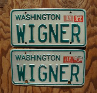 1981 - 1984 Washington State License Plate Vanity Pair / Set - Wigner