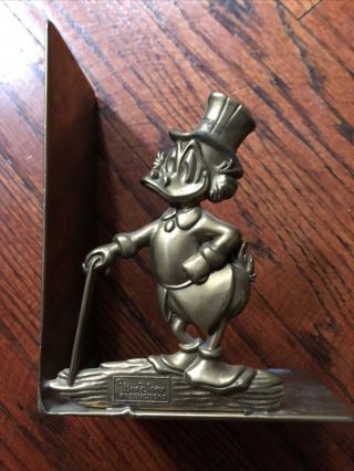 Vintage Pair Brass Scrooge Mcduck Bookends Walt Disney Productions Rare Bookend