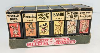 Vintage Walt Disney Mickey Mouse Library Of Cards 1946 Miniature Card Games