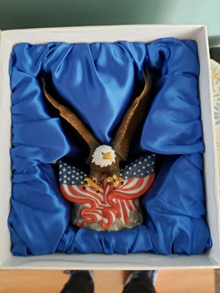 Guardian Of Freedom Bald Eagle Flag Figurine By Roman,  Inc.  Gift Box