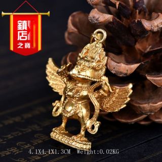 Tibetan Tibet Buddhist Buddhism Gilding Garuda Dhwaja Bird Amulet Pendant