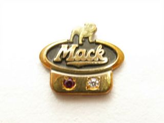 Vintage Mack Truck Mack Bulldog Pin Service Award 10k Gold Ruby & Diamond Pin
