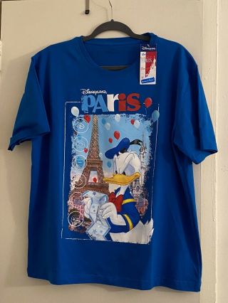 Disneyland Paris Donald Duck Eiffel Tower Men’s Shirt Size Xl With Tag