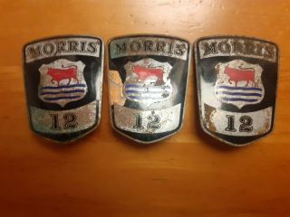 Old Vintage Morris 12 Enamel Bonnet Car Badges