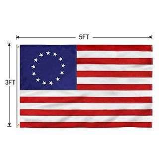 Betsy Ross Flag 3x5 Ft,  13 Star American Flag with Embroidered Stars,  Sewn 2
