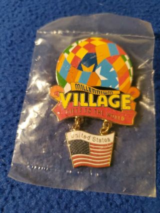 Rare Le Disney Pin Epcot Millennium Village Cast Member Usa Balloon Flag