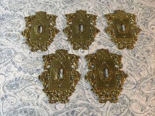 Virginia Metalcrafters 24 - 17 Brass Single Light Switch Plate Cover Vtg Set Of 5