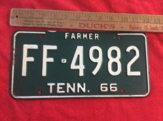 1966 Tennessee Farmer License Plate Ff - 4982