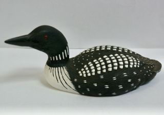 Canadian Hand Painted Carved Wooden Common Loon By J.  B.  Garton