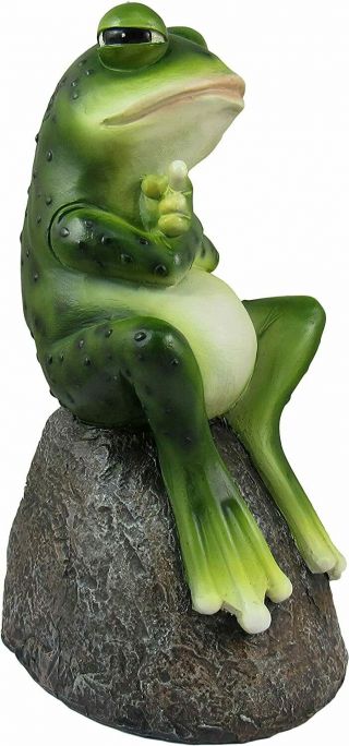 Grumpy Green Frog Garden Figurine Statue Middle Finger Toad Patio Home Decor 7 