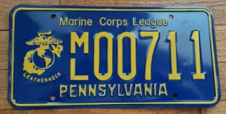Pa Pennsylvania License Plate Marine Corps League Ml00711