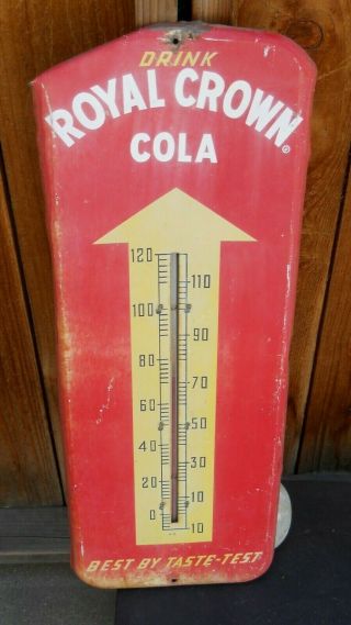 Vintage " Drink Royal Crown Cola " Metal Thermostat Sign 9.  6 