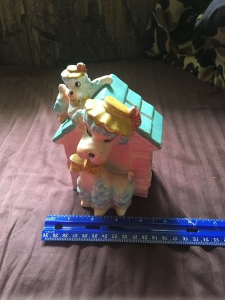 Vintage Pink Poodle Bank Dog House Mom & Puppy Ucagco Ceramics Made In Japan