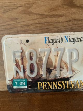 Pennsylvania Flagship Niagara Souvenir License Plate Exp.  2009 FN 877P 2