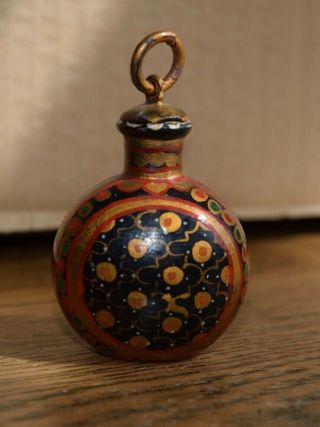 Antique Early 20th Century Painted Snuff Bottle / Scent Bottle