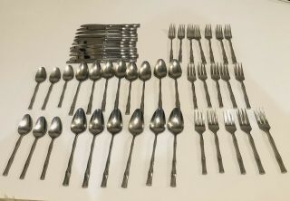 48 Pc Vtg Towle Supreme Cutlery Cane Bamboo Stainless Flatware Japan
