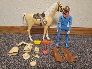 Vintage Marx Johnny West Figure With Accessories & Thunderbolt Horse