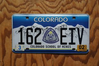 2002 Colorado School Of Mines License Plate - Mountain Base W/ Logo