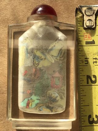 Vintage Reverse Painted Chinese Glass Snuff Bottle
