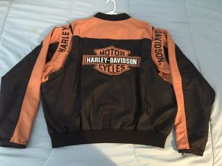 Vintage Harley - Davidson® Black & Orange,  Bar And Shield Logo Nylon Xxl Jacket