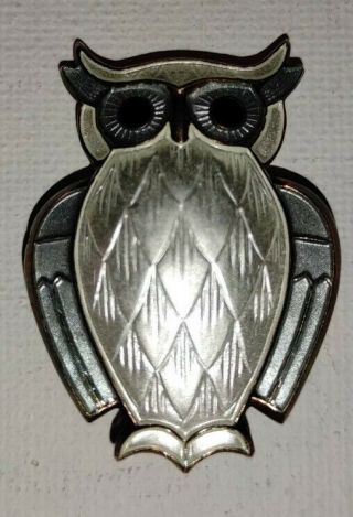 Vintage David Andersen Sterling Enamel Owl Norway Pin/ Brooch 925s