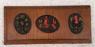 Set Of Three Plaque Cast Iron Fireman 