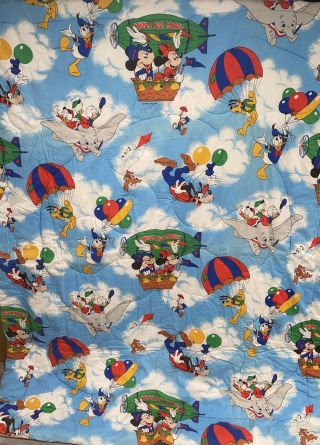 Vintage 80s Disney Twin/full Bed Comforter Rare Mickey Air Mobile 2 Sided