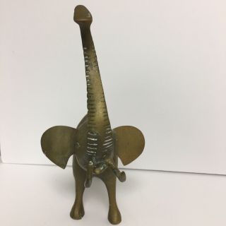 Elephant Heavy Brass Bronze Finish Standing Trunk Up Lucky Statue 9” 3